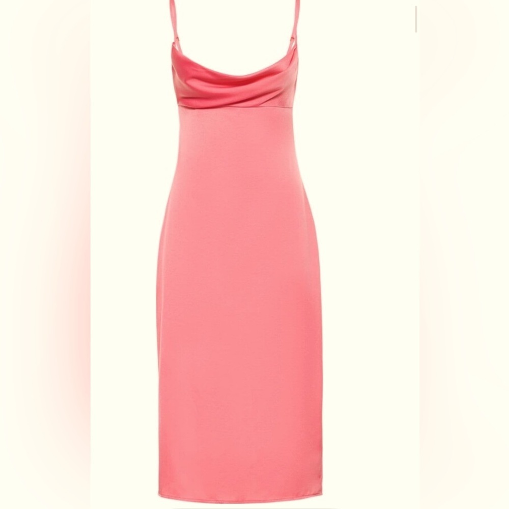 NWT Revolve WeWoreWhat Cowl Midi Charmeuse Satin Dress in Hot Pink Size: 0